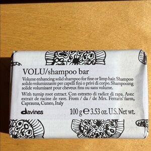 Davines VOLU Shampoo Bar with Black and White Design